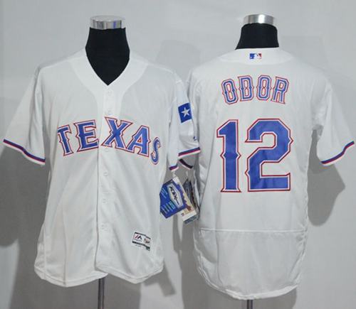Rangers #12 Rougned Odor White Flexbase Authentic Collection Stitched MLB Jersey - Click Image to Close